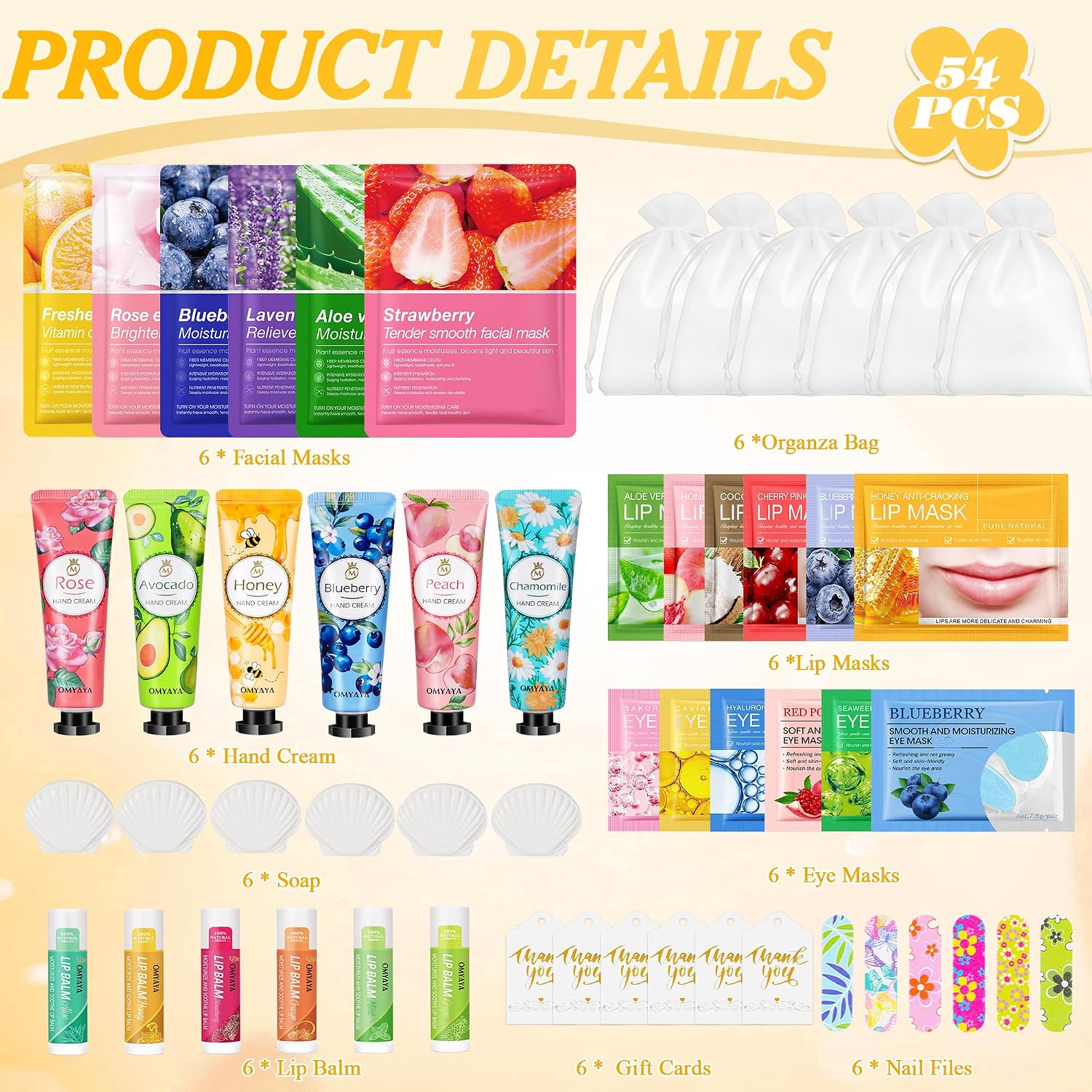54pcs Gift Set Women Skincare Set Includes Face Masks Hand Cream – Bild 3