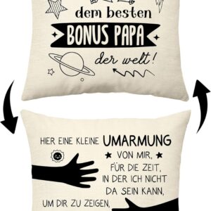 This cushion belongs to the best bonus dad in the world, funny cushion covers for stepdad, Father’s Day for man, Christmas, birthday gift from children (bonus dad)