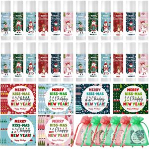 Queekay 24 Sets Christmas Lip Balm with Christmas Cards Organza Bags Advent Calendar 2025 Women Customer Gift Filling Small Gifts for Colleagues Employees Friends Family