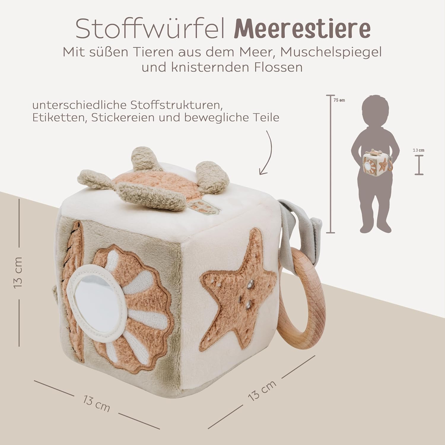 wunderwunsch Jollein Fabric Cube, Personalised Toy Cube, Baby – Bild 3