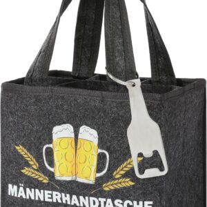 FunX Men’s Felt Handbag with 6 Compartments Including Bottle Opener for Father’s Day, Birthday or as a Gift 21 x 15 cm