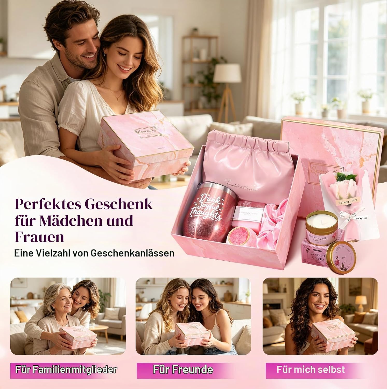 Birthday Gifts for Women, Get Well Basket for Her, Unique Wellness Set with Relaxation and Bath Set for Girls, Valentine's Day Gift Box for Girlfriends, Mother, Wife, Sister – Bild 7