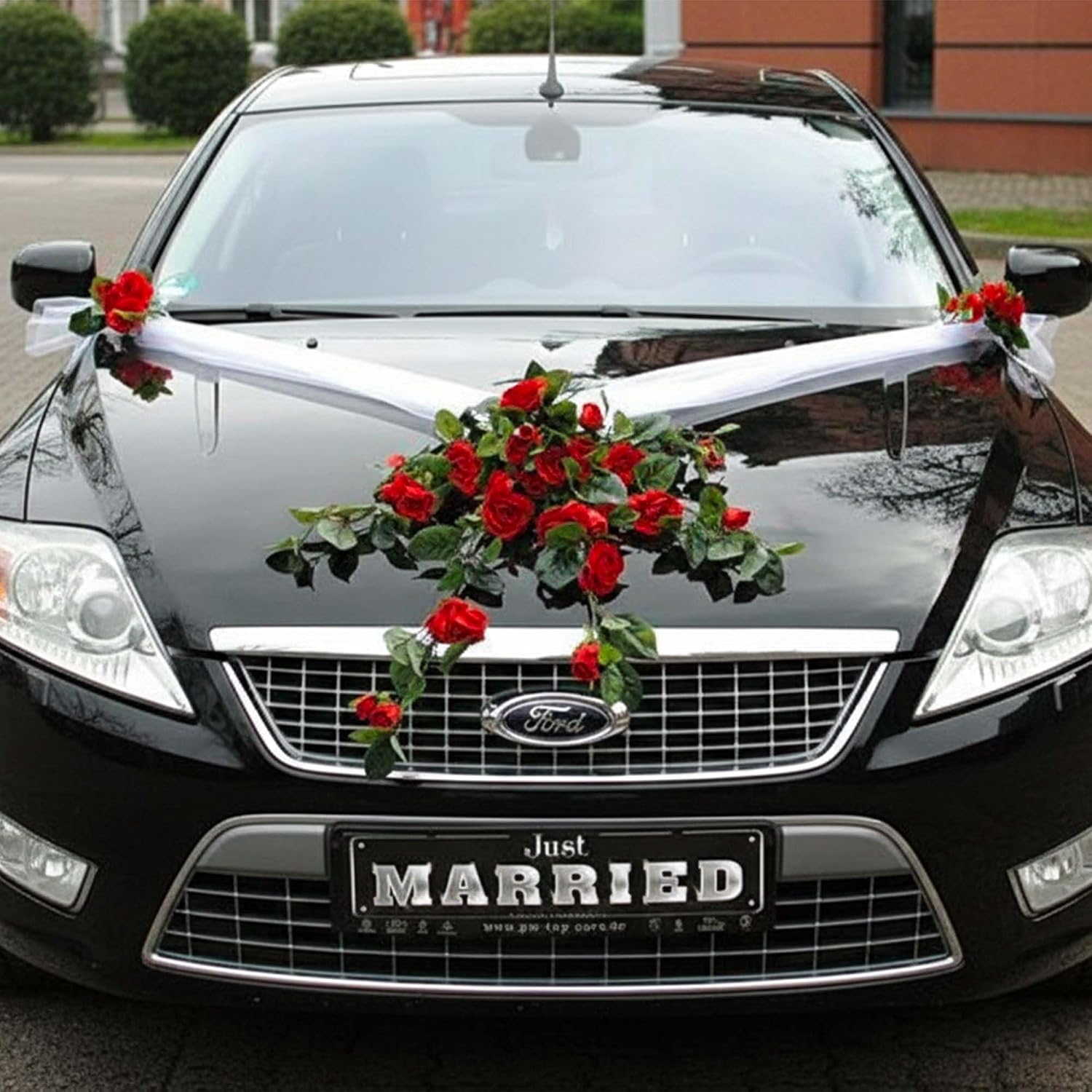 Autoschmuck Lace Rose Bouquet Car Decoration for Newly Weds Wedding Just Married – Bild 2