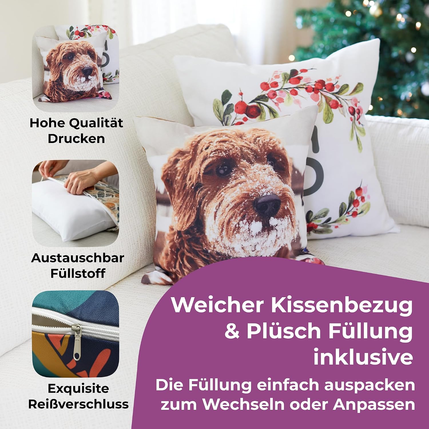 Cimpress Personalized Photo Cushion with Your Own Photo Printed Both Sides 14×14 Inch Soft Decorative Pillow Sofa Cushion Gift Home Decor for Friends and Family – Bild 4