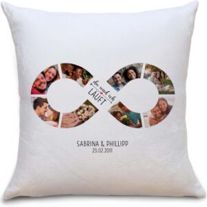 OWLBOOK Photo Cushion Photo Gifts with Own Photo Personalised Gifts for Women and Men Du & Ich Fluffy 40 x 40 cm
