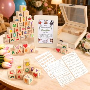 56 Piece Baby Shower Game Set, Building Blocks Painting for Guests, Baby Shower Decoration