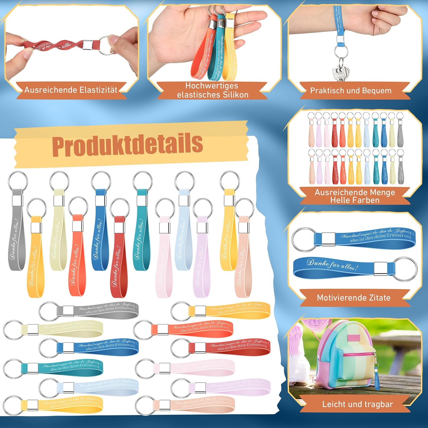 24 Silicone Motivational Key Rings for Colleagues Keyring Thank You for All Employees Gift Colleague Job Change Retirement Farewell Gift – Bild 4