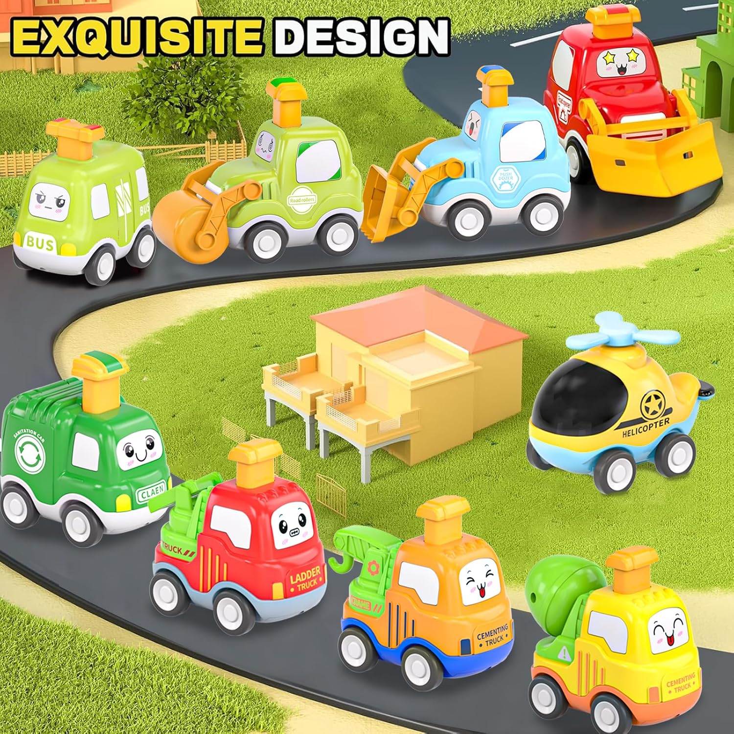 Toy Cars for Toddlers, Car Toy for 1 Year Old Boys, 9 Piece Car Toy, with Play Mats, Storage, Toy Cars, Gifts for 1 2 3 Year Old Boys Girls – Bild 7