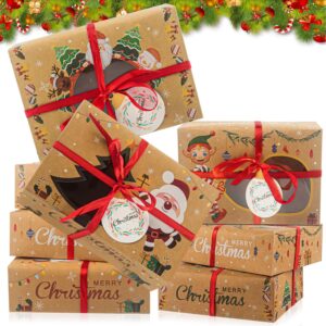 Phlognfy Christmas biscuit boxes boxes, 12 pieces Christmas gift box, with string and pendant, suitable for packaging bread, sweets, chocolate, biscuits and cakes