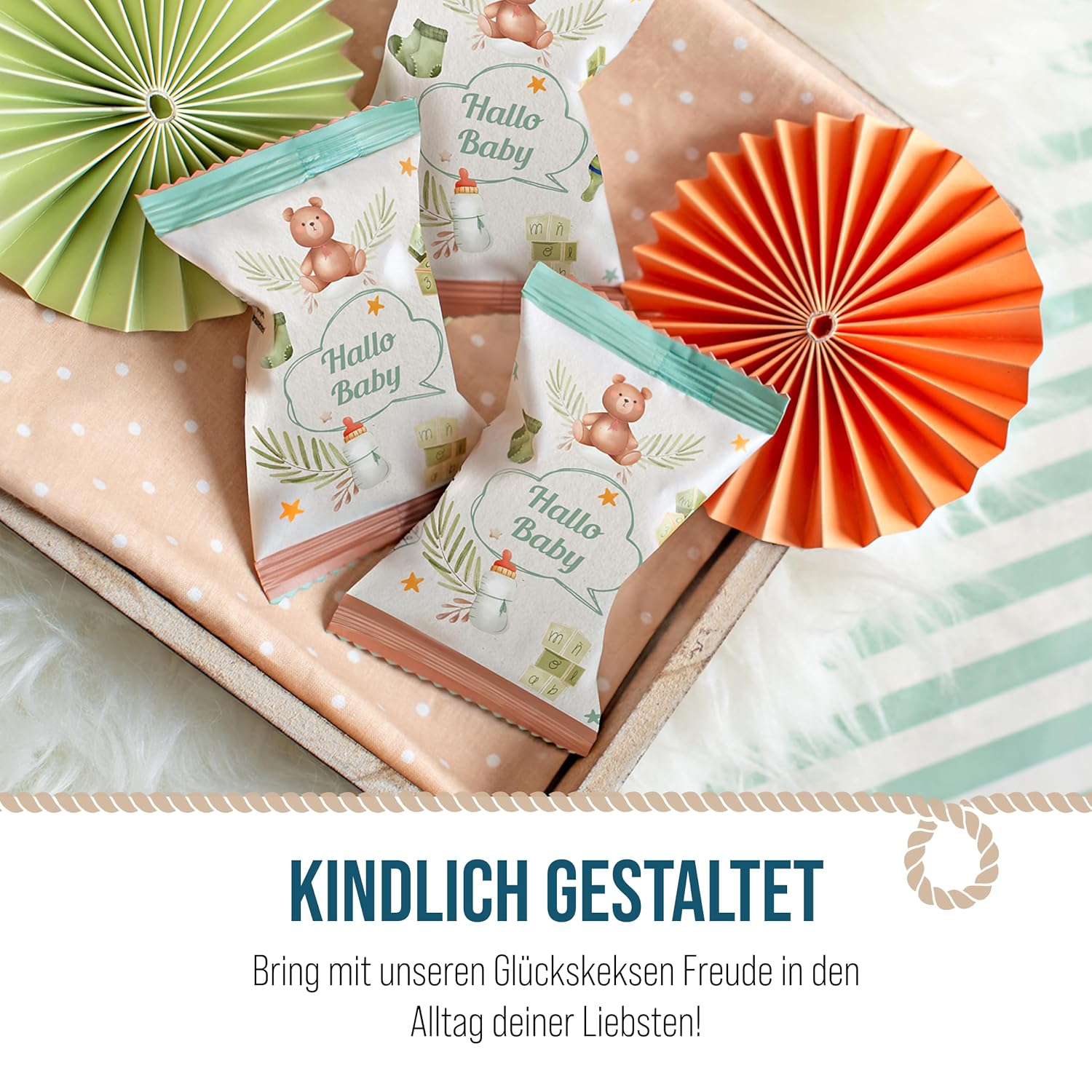 Logbuch-Verlag Baby Shower Lucky Cookies Set of 10 - Individually Wrapped Party Favours for Adults with Sayings for Birth & Christening, Cute Party Bag – Bild 6
