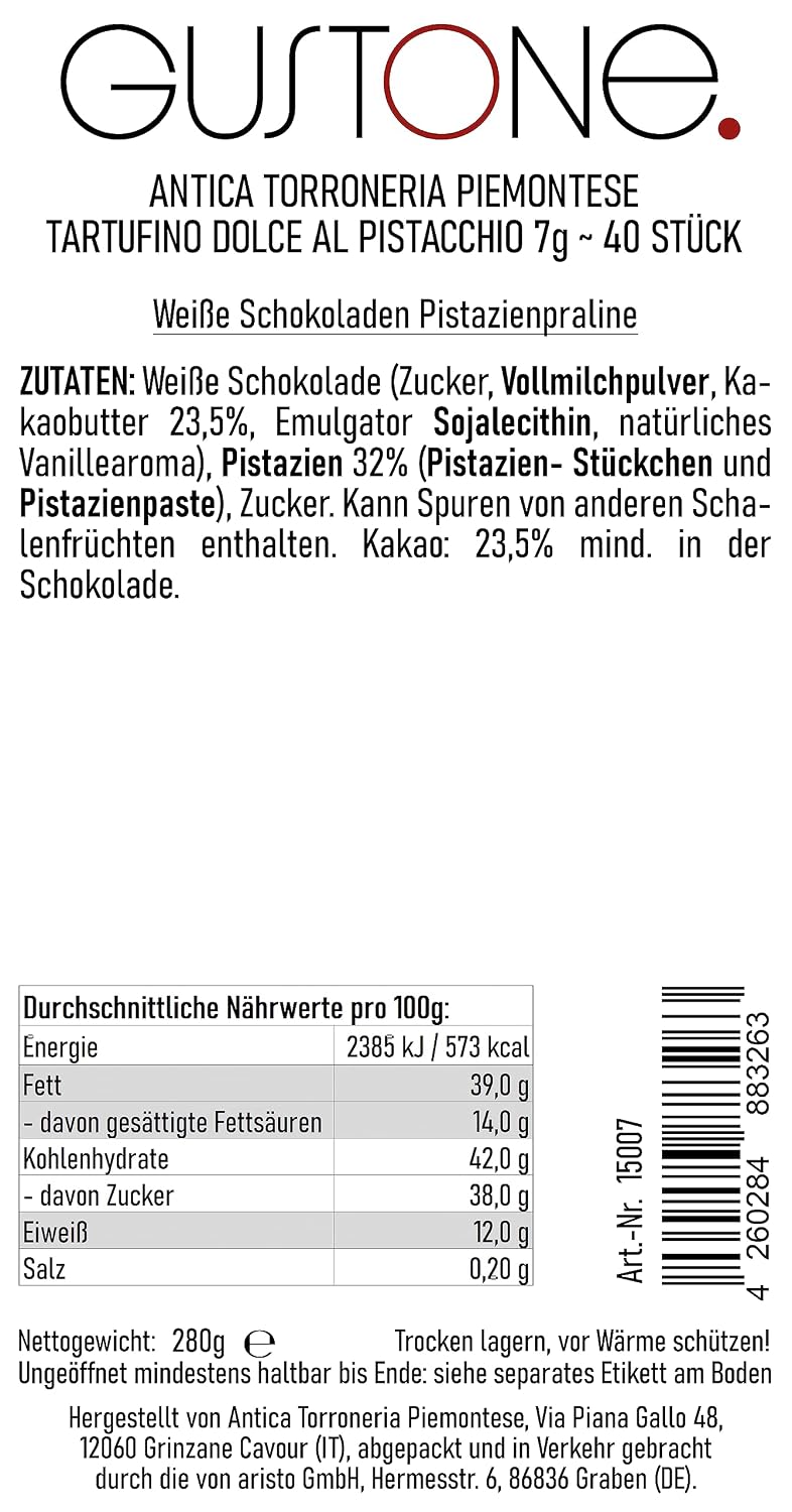 Gustone. Chocolate Truffles Pack of 40 Tartufo Dolce al Pistacchio 280 g – Bild 2