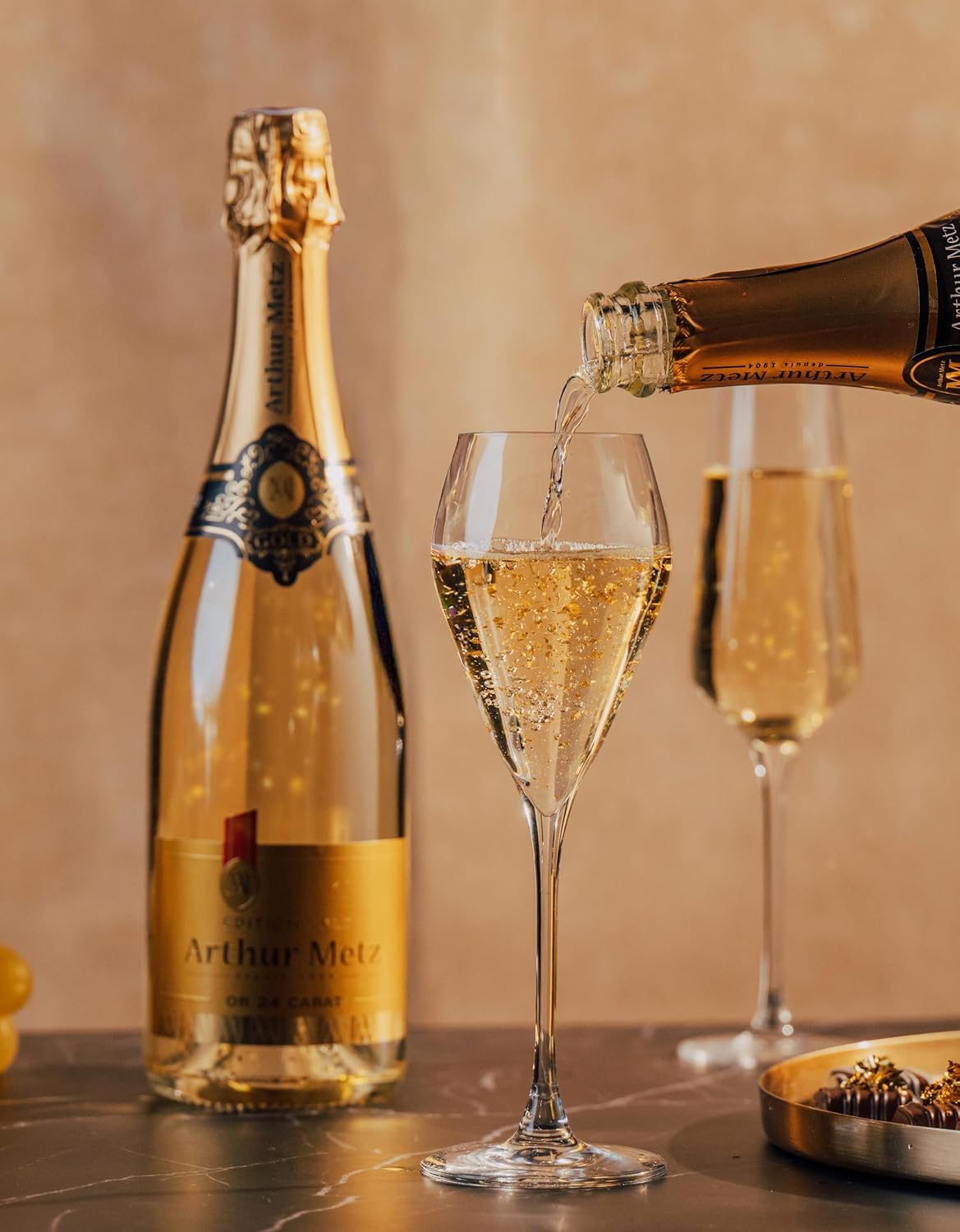 Arthur Metz - Gold Edition 24 Carat Sparkling Wine with Real Fine Gold Flakes (1 x 0.75 L) – Bild 5