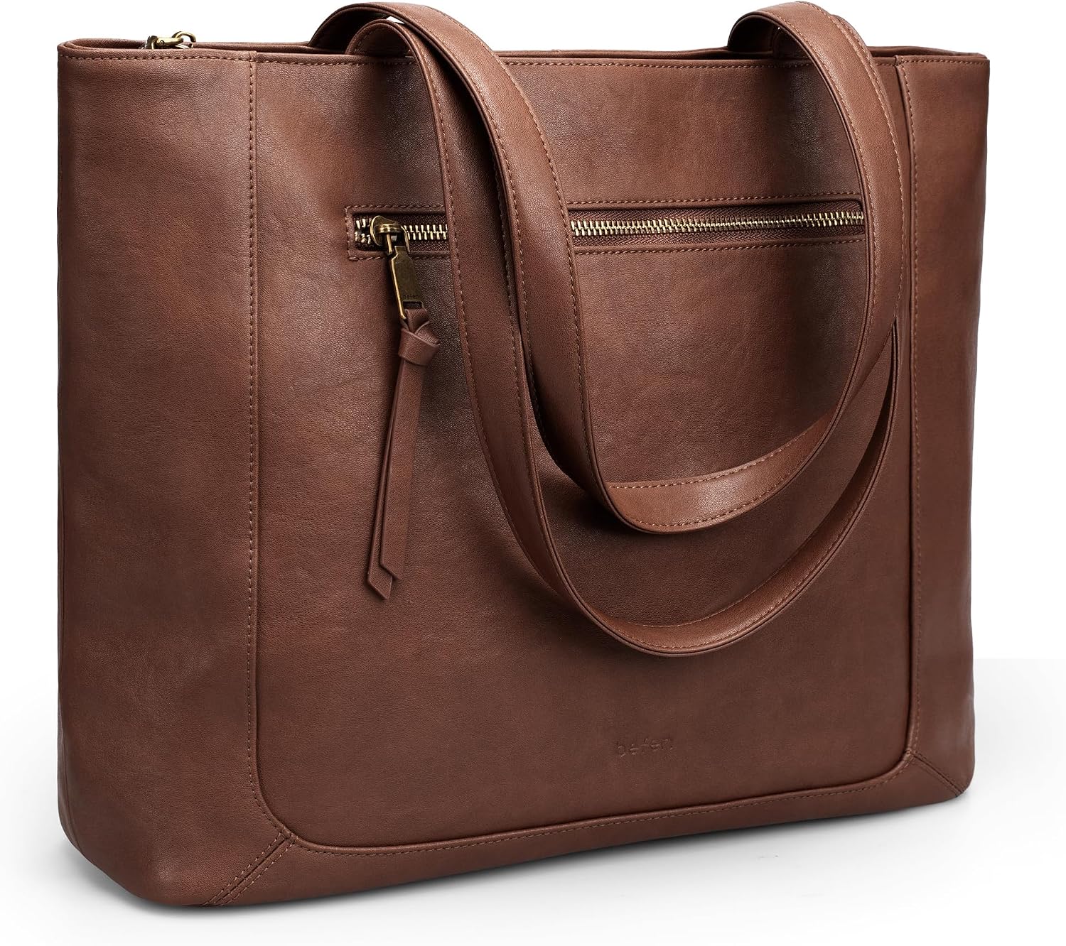 befen Genuine Leather Handbag, Women's Large Shopper Bag with 15.6 Inch Laptop Compartment, Leather Tote Bag, Briefcase, Teacher Bag with Laptop Compartment, Fashion Shoulder Bag for Business, Office