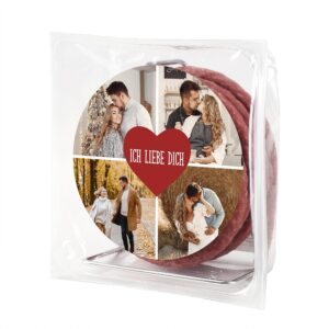 Herz & Heim Personalised Salami Cable Reel – Gift with 4 Photos & Desired Text – Funny Surprise for Couples – Individually Printed – Original Gift Idea for Valentine’s Day & Anniversary