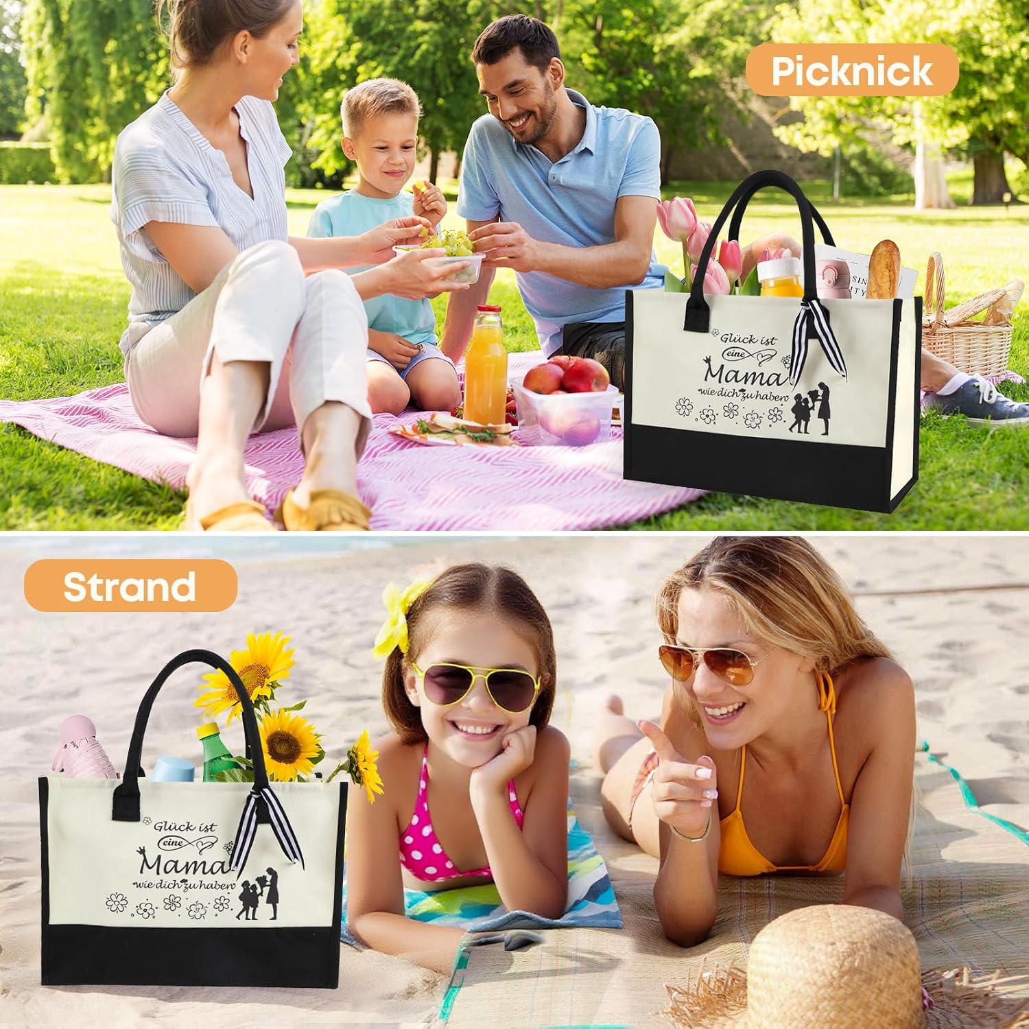 Seutgjie Gifts for Mum, Mother's Day Gift with Greetings Card, Mum Bag, Canvas Shopping Bag, Carry Bag, Cosmetic Bag Set for Birthday, Mother's Day, Christmas – Bild 7