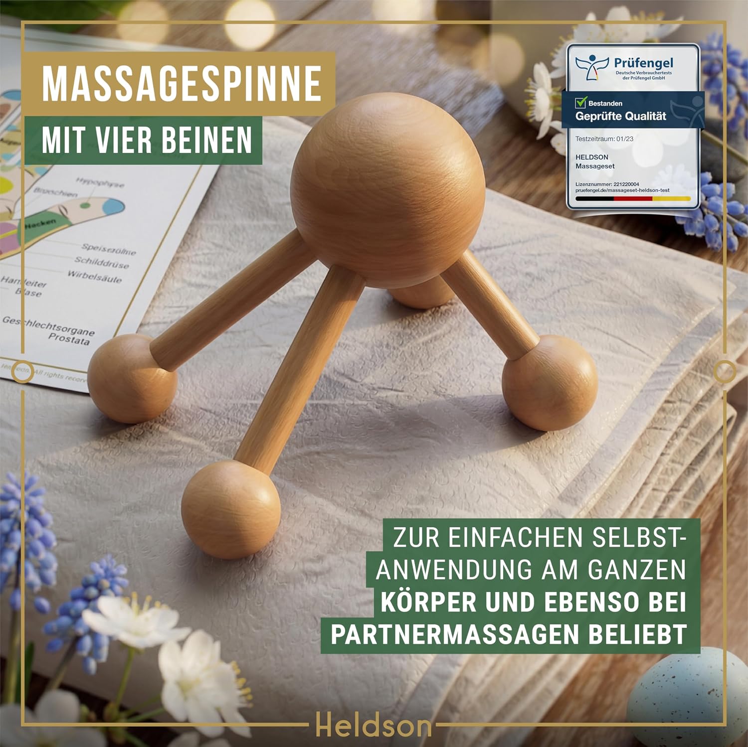 HELDSON Wooden Massage Set 6 Pieces - Massage Set for Foot, Head & Back – Bild 7