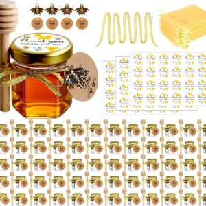 Ahhute Small Honey Jars, Honey Jar with Honey Spoon, Pack of 60, 45 ml