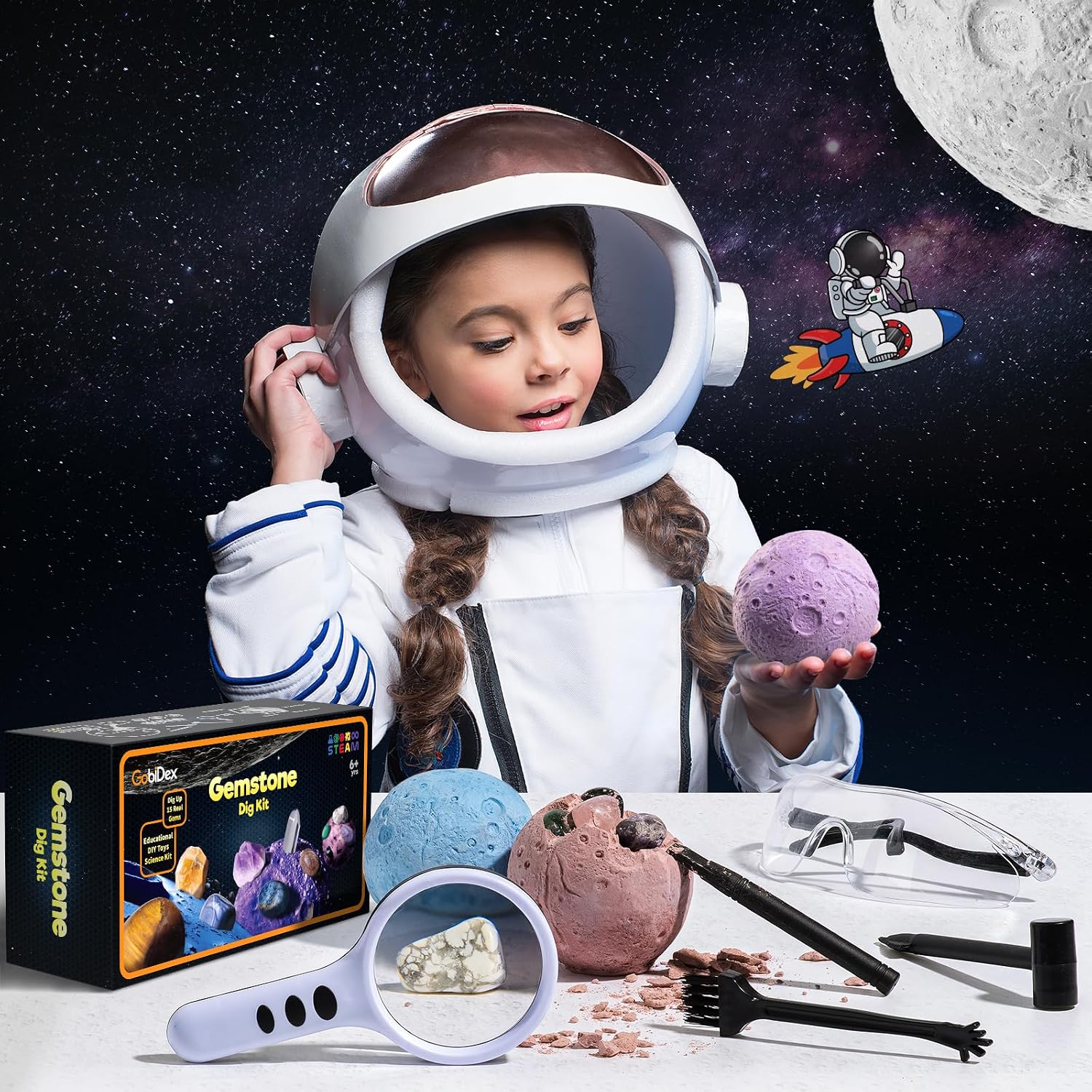 GobiDex Kids Natural Gemstones and Crystals Excavation Kit – Bild 2