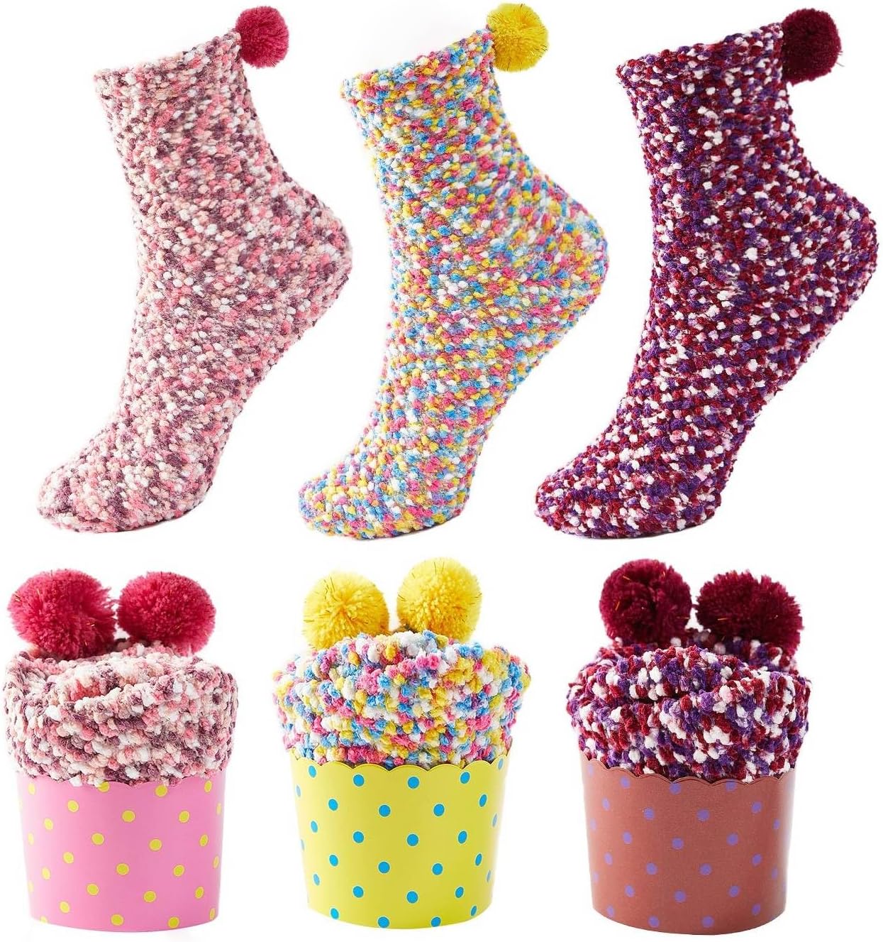 Jarseen 2 Gift Box Cuddly Socks Soft Comfortable Warm Fluffy House Socks for Women Girls Christmas Socks Valentine's Day Gift