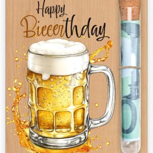Beer Money Gift Wooden for Men Birthday, Beer Gifts for Men with Test Tube Money Tube, Funny Birthday Gift for Men, Gift Idea for Beer Lovers, Gifts for Man