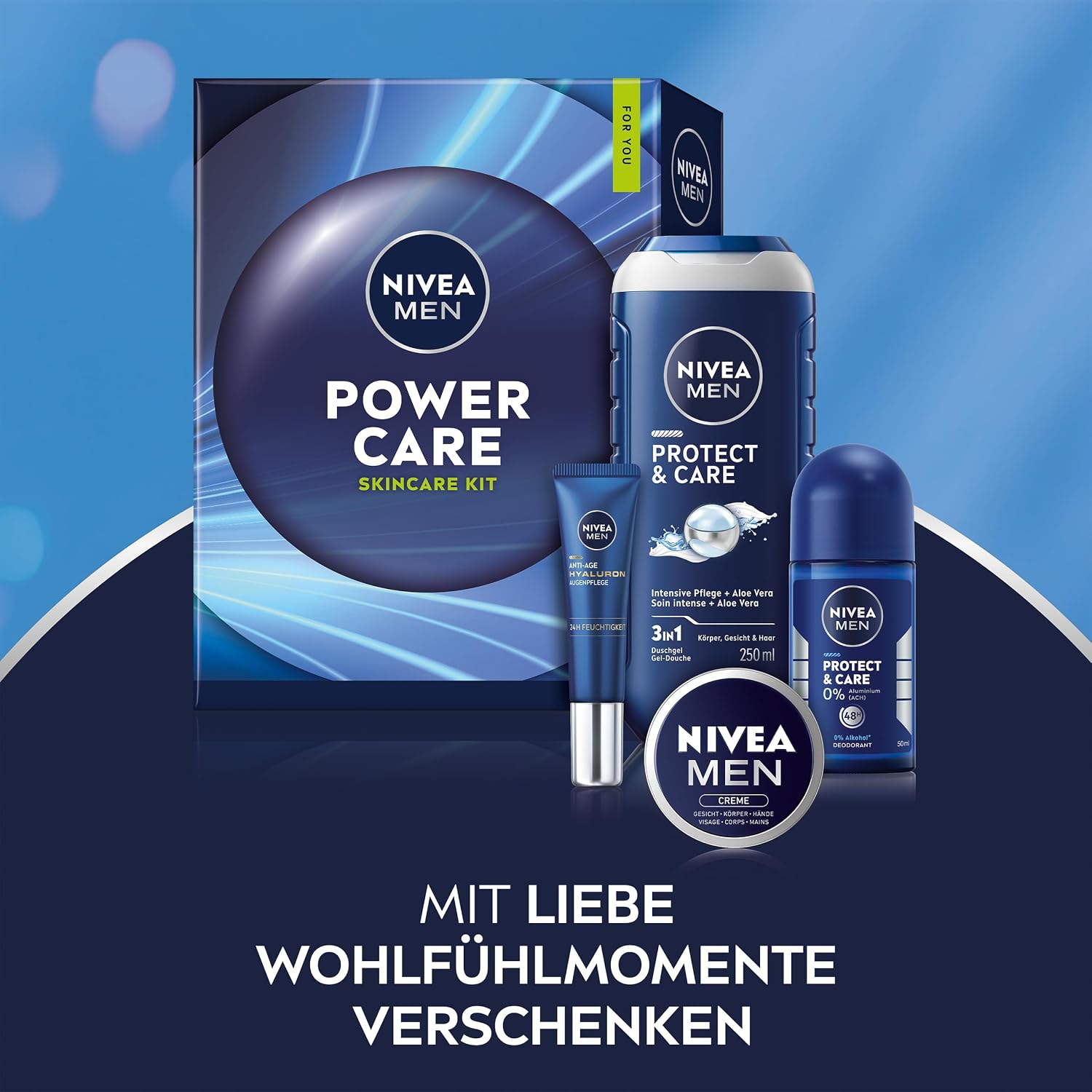 Nivea Men Power Care Gift Set, Gift for Men, Gift Box with Shower Gel (250 ml), Roll-On Deodorant (50 ml), Face Care (30 ml) and Eye Care (15 ml) – Bild 3