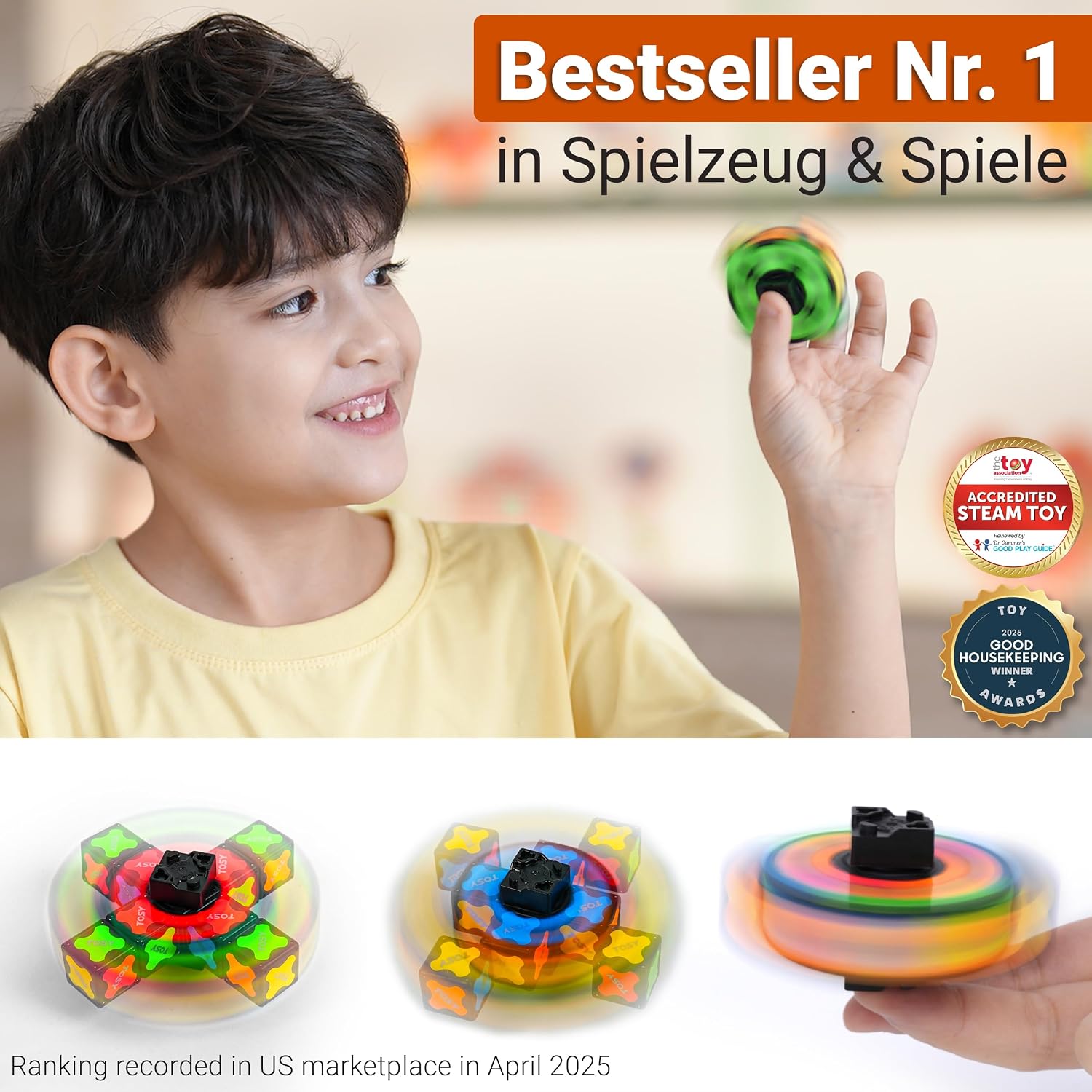 TOSY Magnetic Fidget Spinner Mini - 8 Building Blocks, 3-in-1: Convertible Fidget Spinner, Infinity Cube, 2x2 Puzzle Cube, Anti-Stress, STEM Sensor Magnetic Toy – Bild 2