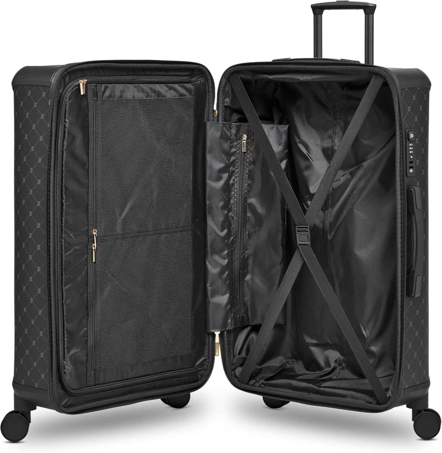 Lazarotti Large Ckeck-in Suitcase XL Trolley 50 x 32 x 79 cm Lightweight Hybrid Material with Logo Print & Corner Protection 4 Double Wheels & TSA Lock for Men and Women (Palermo) – Bild 4