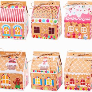 SULOLI Pack of 24 Christmas Gift Boxes, Gift Wrapping, Candy Boxes, Kraft Paper Candy Box with Hemp Rope for Christmas Party Gifts Decoration