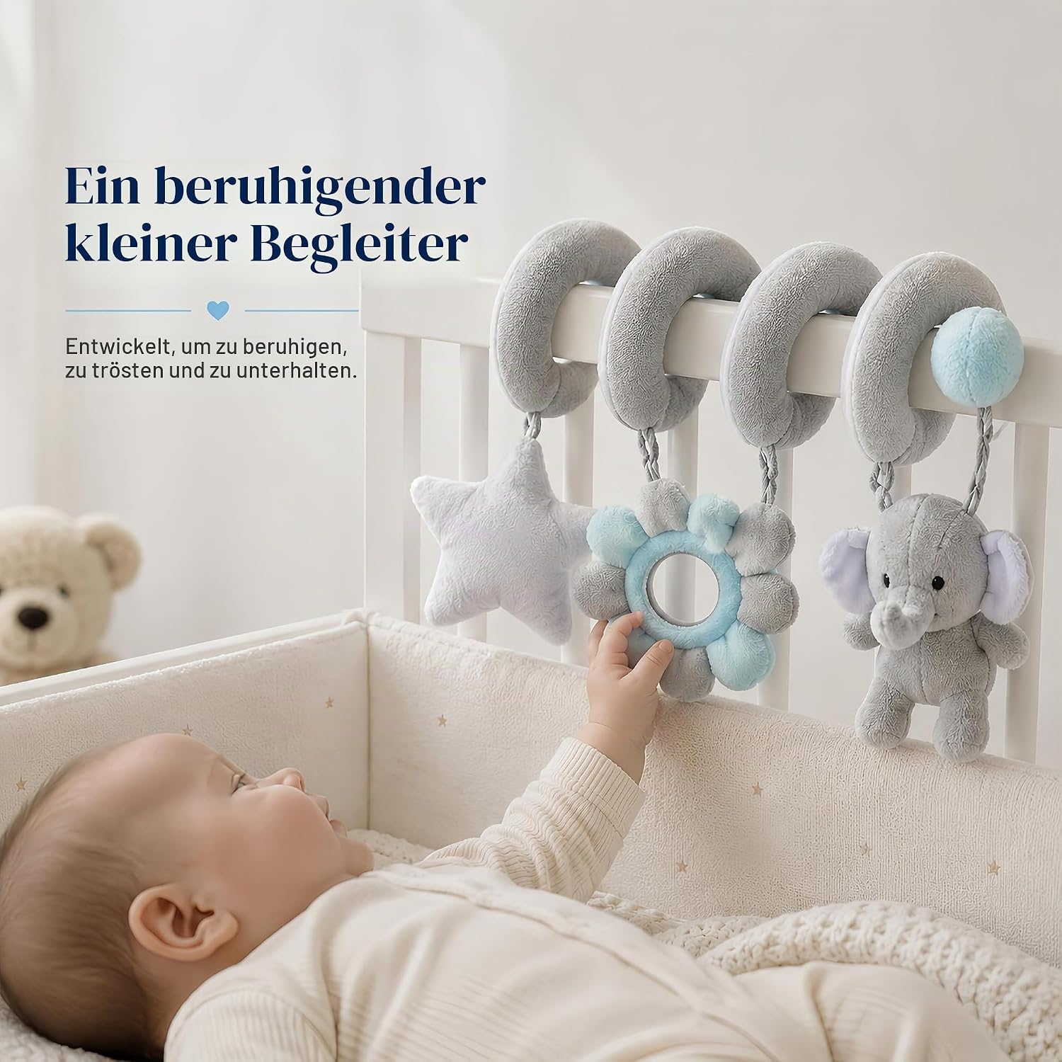 Baby Gift Boys for Birth, 11-Piece Newborn Gift for Boys with Hooded Towel, Rattle, Pram Toy and Storage Basket, Perfect Baby Shower Gift for Boys – Bild 5