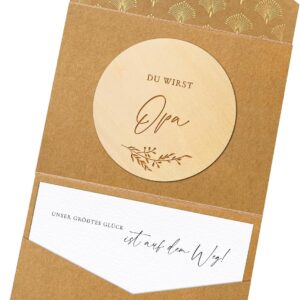 Joli Coon Du wirst Opa Wooden Disc with Folding Envelope and Seal Sticker