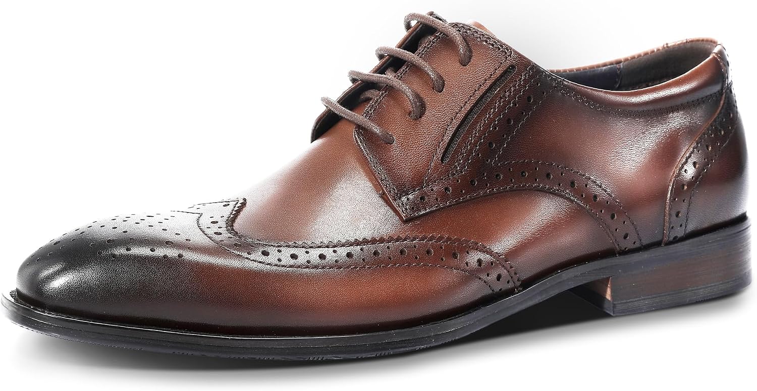 Allthemen Men's Suit Shoes Leather Modern Leather Shoes Business Oxford Derby Shoes Lace-Up Brogues
