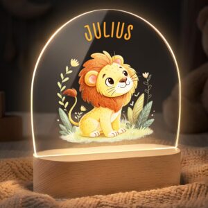 Personalised Night Light for Baby & Children - Lion (004.05.01) - Personalised Gifts Baby - Gift for Birth, Christening Gift Girl Boy Baby Gifts
