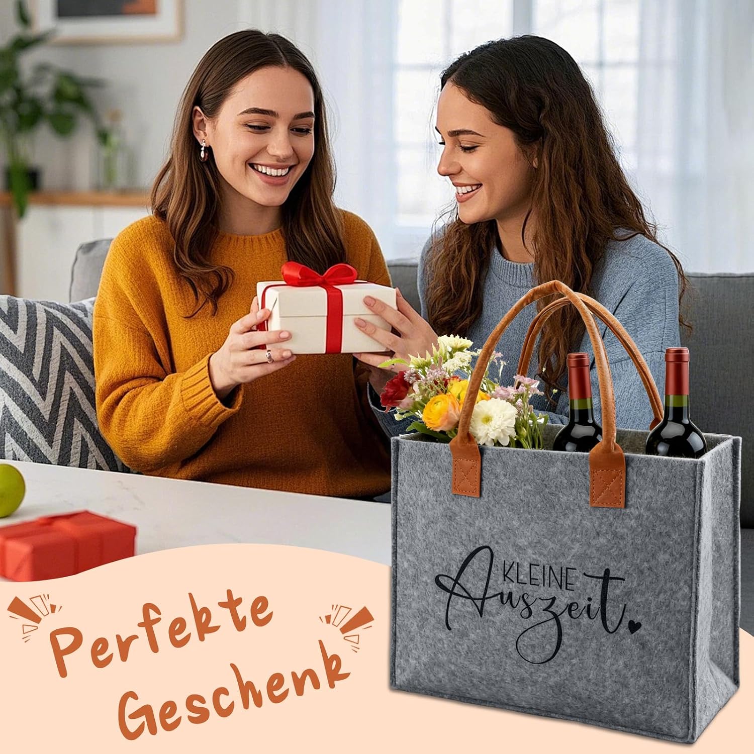 Ysound Gifts Women Felt Bag, Felt Shopper Bag for Woman Man – Bild 6