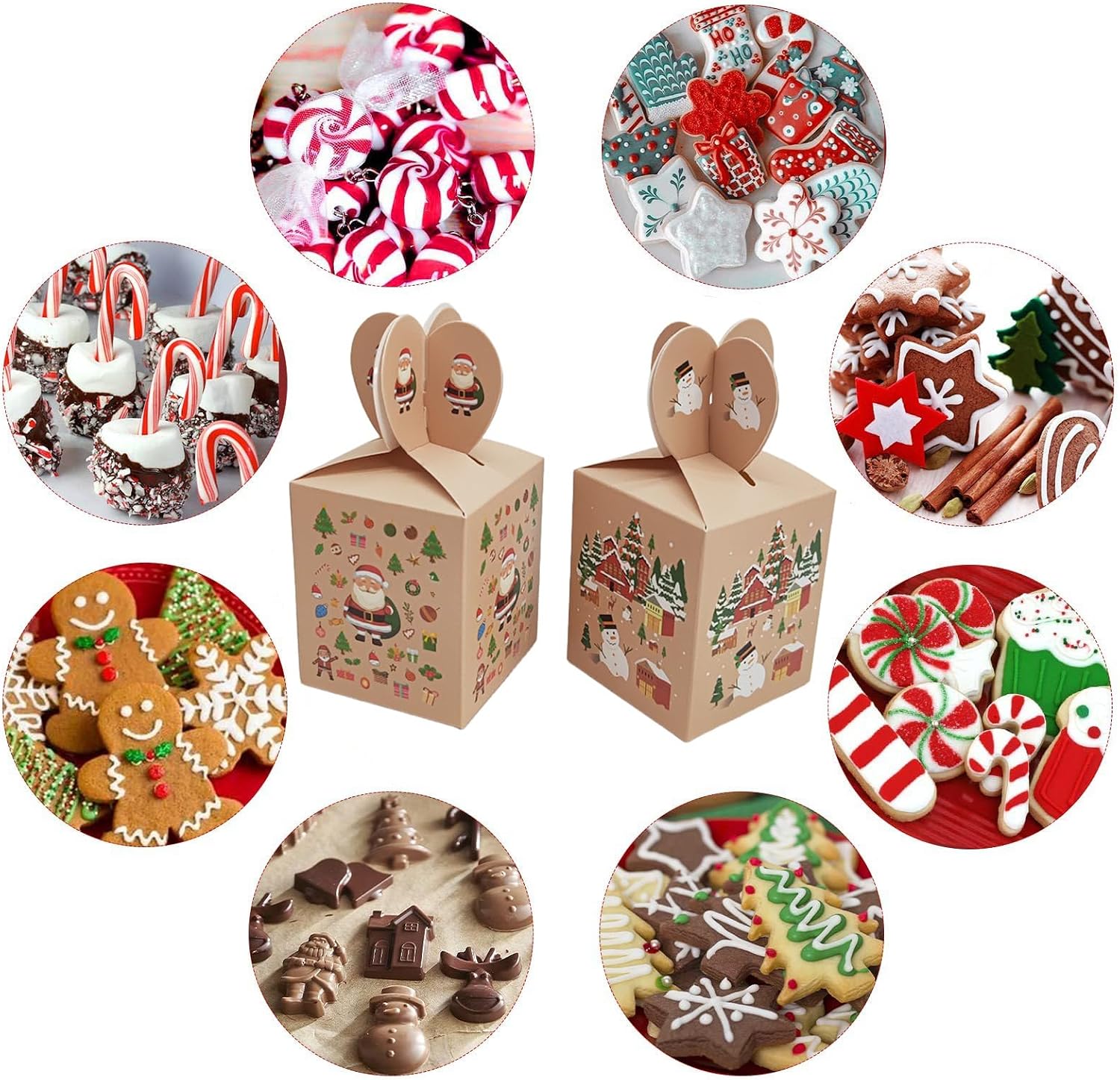 RUIYWEN Pack of 24 Christmas Gift Boxes Paper for Sweets Chocolate Biscuits Gift Christmas Decoration (4 Models, Heart Shaped)