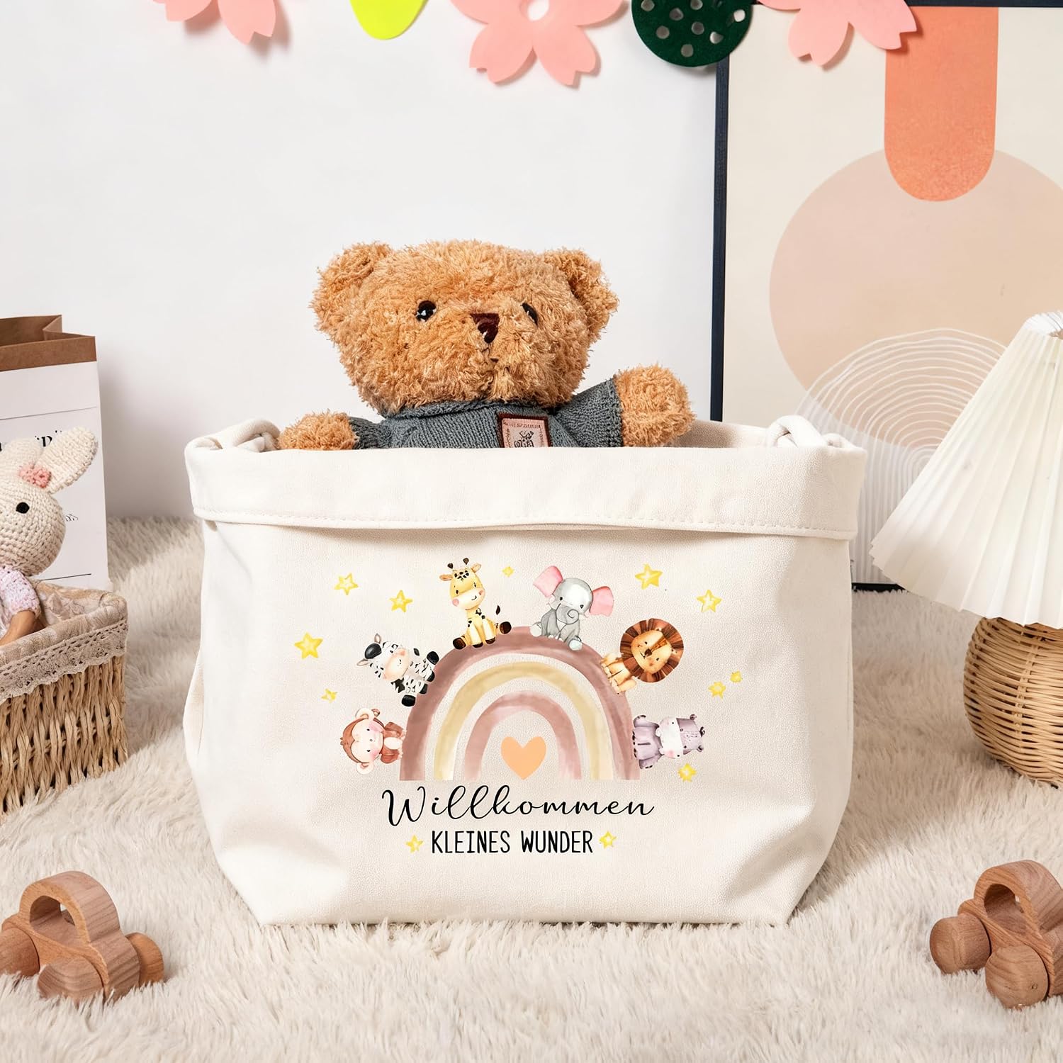 Nappy Bag Boy Girl Baby Gifts for Birth, Baby Nappy Cake Bag + Wooden Cake Topper + Card + Envelope, Baby Gift for Newborn Baby Shower – Bild 4