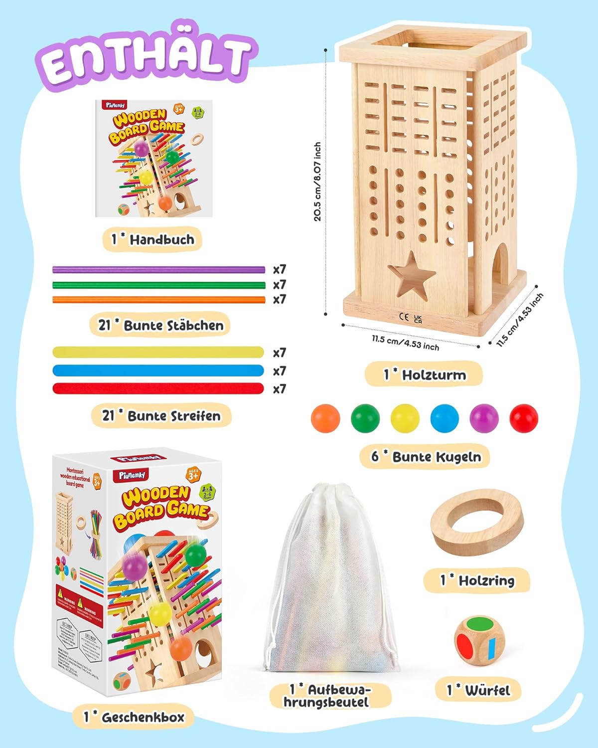 Montessori Toy Wooden Board Game from 3 Years – Bild 2