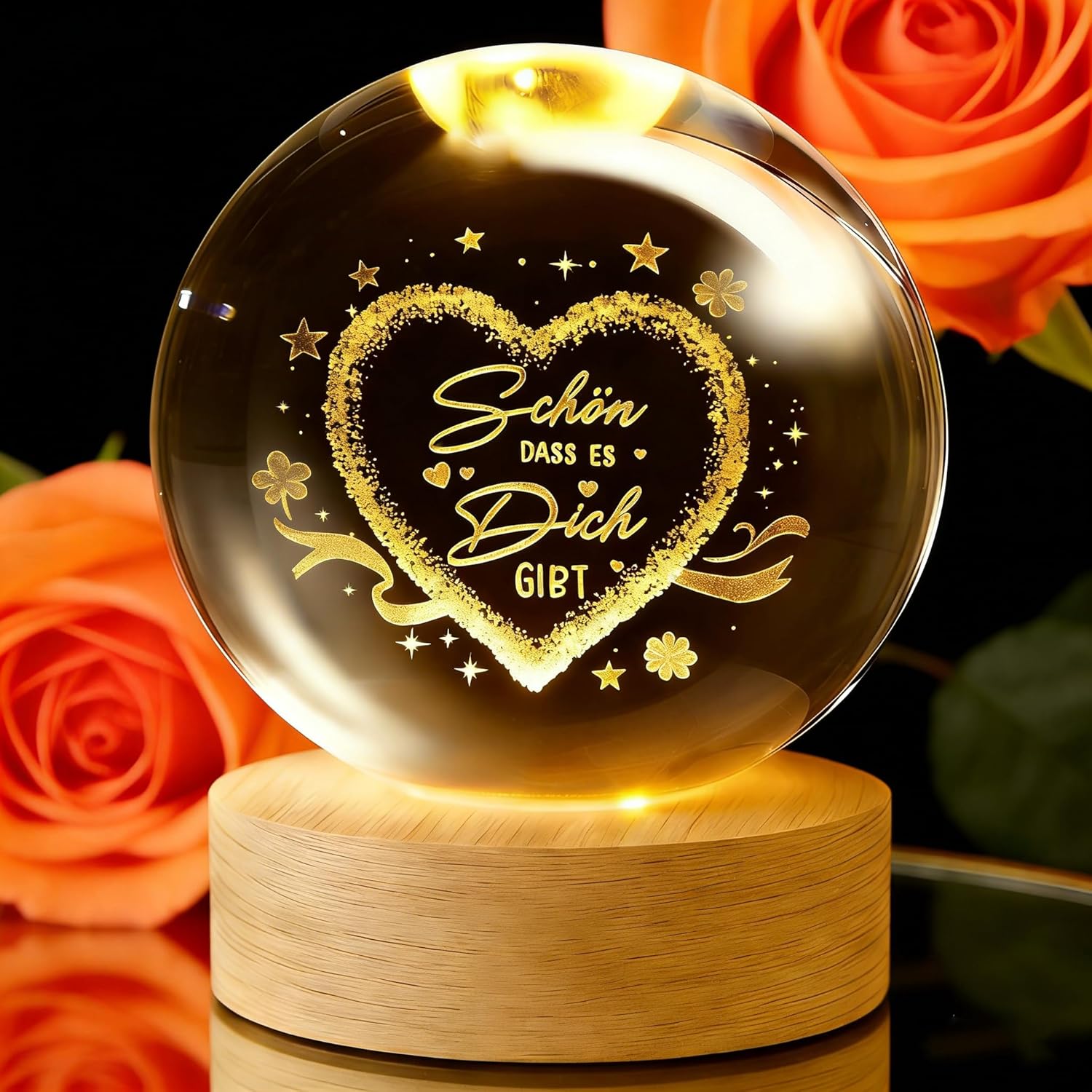 Gifts for Women Beautiful That It Gibt, 60 mm Lamp Crystal Ball Heart, Best Friend Gifts for Farewell Gift Retirement Colleague (USB Powered)