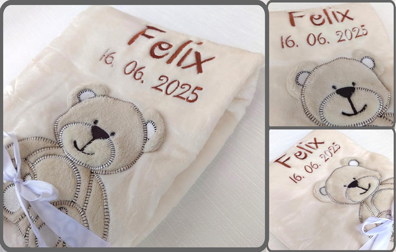 Baby Blanket with Embroidered Name + Encore, Cuddly Blanket Personalised as a Gift for Baby, Christening & Birth for Newborn Boys and Girls – Bild 8