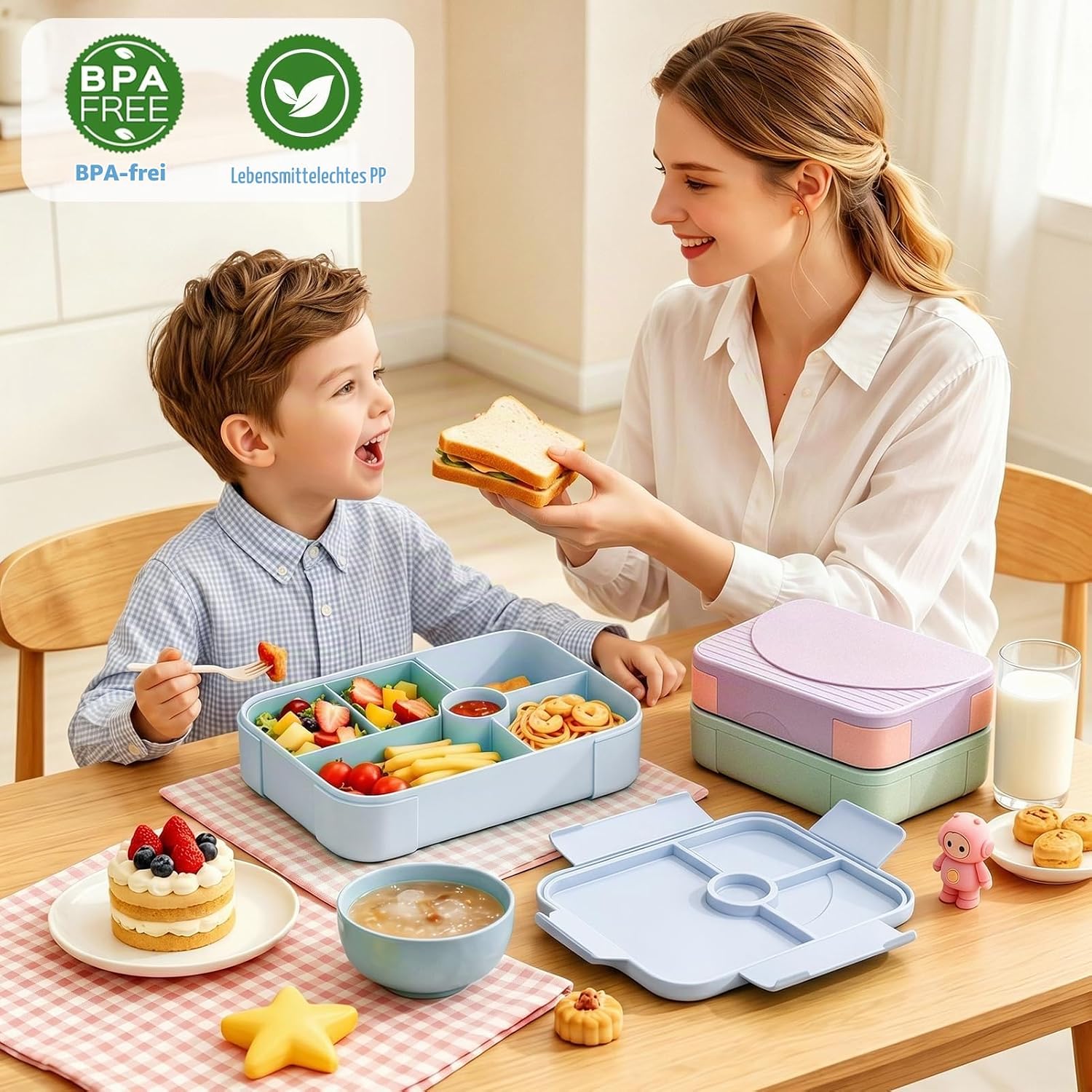 LEIKEEGO Children's Lunch Box with Compartments Leak-Proof Bento Box for School, Nursery – Bild 7
