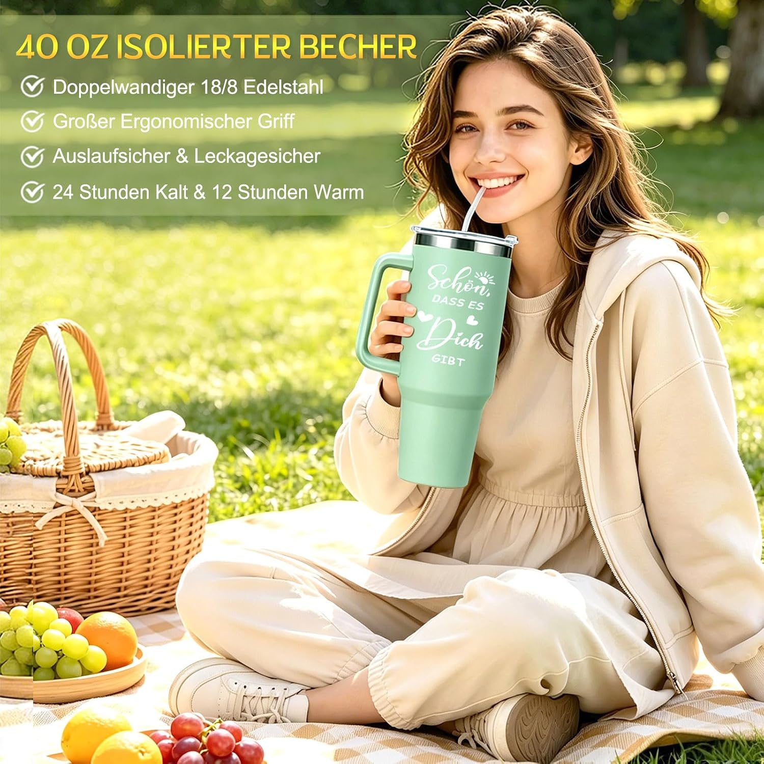Women's Birthday Gift Set with 40 oz Stainless Steel Wine Cup & Blanket – Bild 5