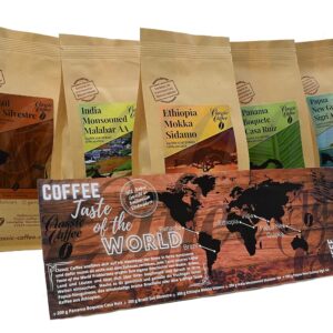 Classic Caffee – Premium Coffee World Travel Tasting Set 5 x 200 g Coffee – Gift Set from Around the World – 100% Arabica (Whole Bean)