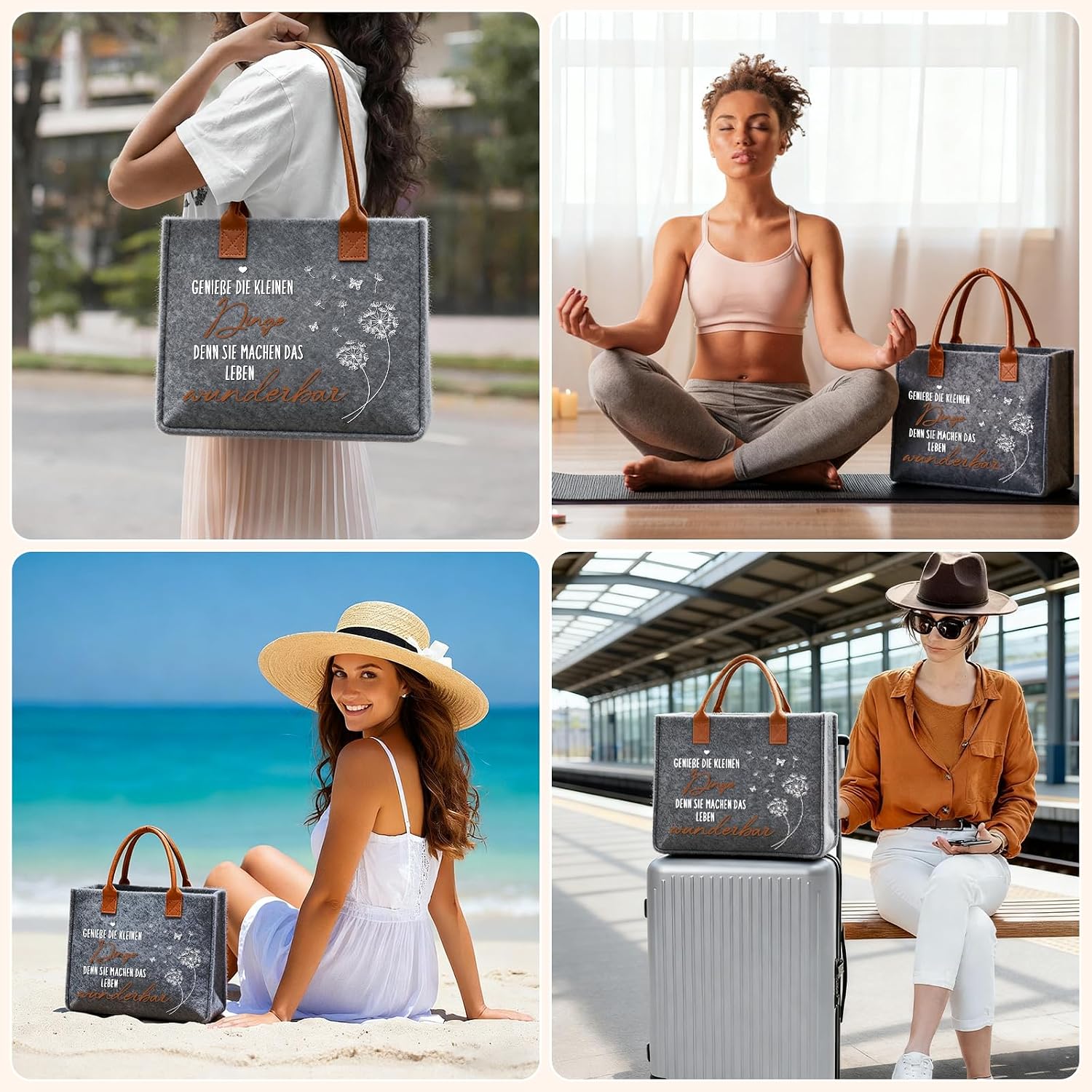 Ysound Gifts Women Felt Bag, Felt Shopper Bag for Woman Man – Bild 7