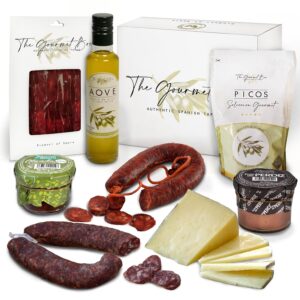 Gourmet Box | Gift Basket Spanish Specialities - Tapas | Gourmet Gift | Gift Basket - Ham & Salchichon & Chorizo | Spanish Delicacies | Gift for Men & Women | Food Basket |