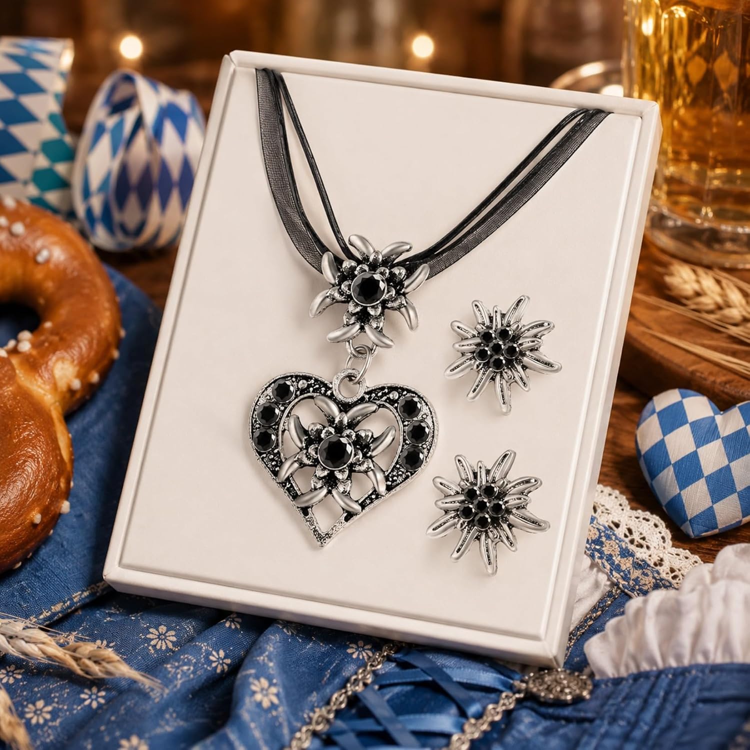 Costume Jewellery Set of 3 Edelweiss Dirndl Jewellery – Bild 4