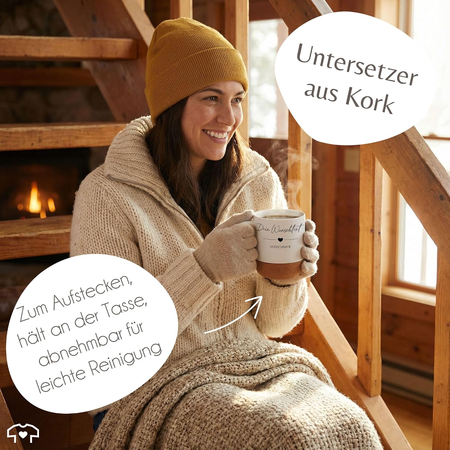 Mug Coaster Cork – Name of Your Choice – Design Yourself Personalised Gifts Girlfriend Sister Mum – 330 ml – Matt White – Printed with Your Text Personalised – Bild 6