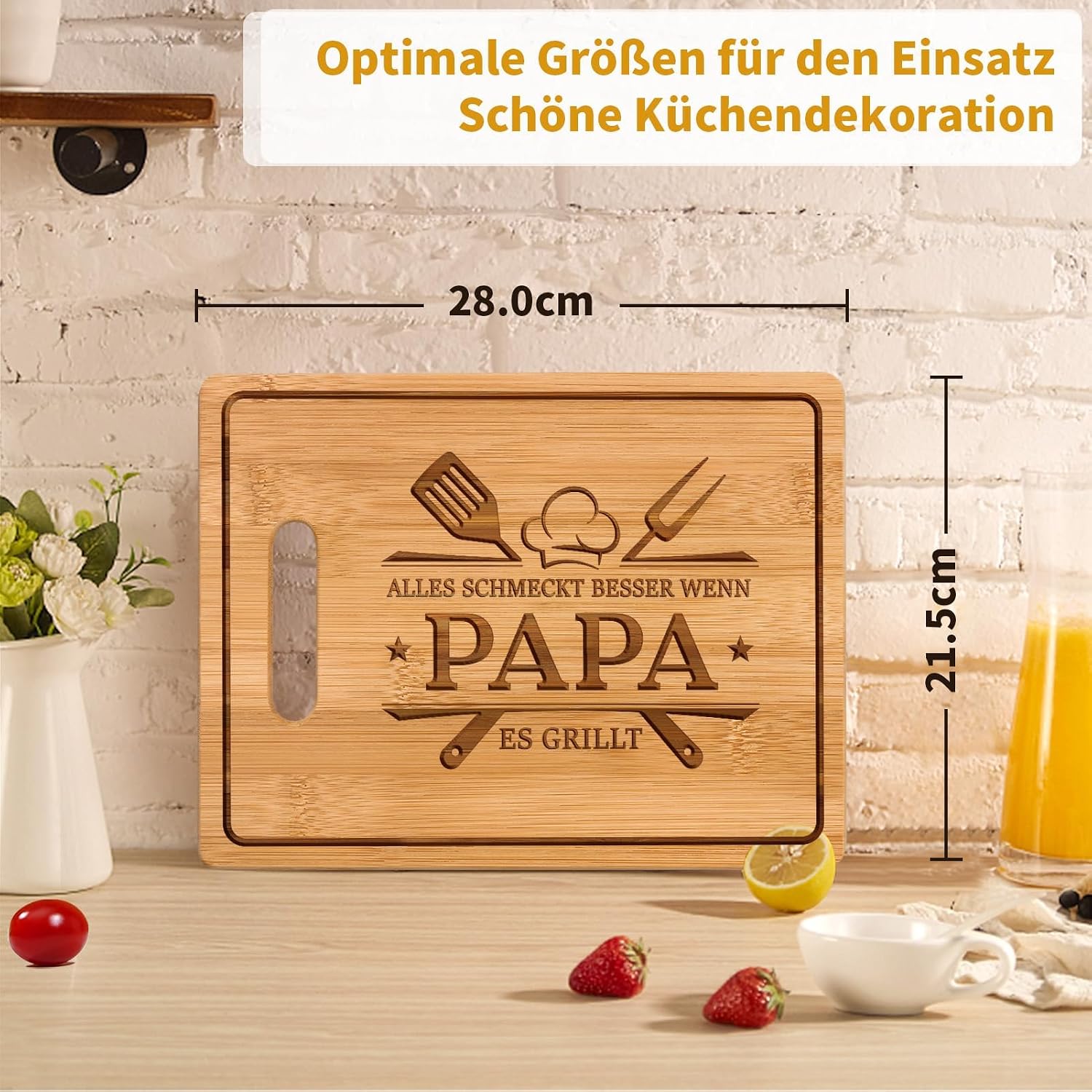 CheriGift Dad Gift, Birthday, Birthday Gift for Dad, BBQ Bamboo Chopping Board, Gifts for Father, Grandpa, Birthday, Christmas, Father's Day – Bild 5