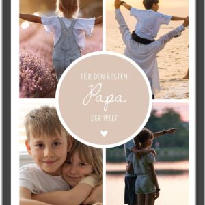 OWLBOOK® Personalised Photo Gifts for Dad – Photo Collage with 4 Photos Design Yourself – Dad Gift as Birthday Gift Father’s Day Gifts | Picture A4/A3 Optional with Frame