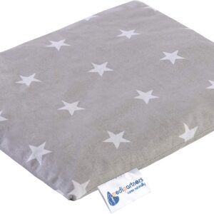 Medi Partners Cherry Stone Cushion, Grain Cushion, Large Heat Cushion, 500 g, 20 x 25 cm Rectangle, Eco, Natural, 100% Cotton, Heat/Cold Therapy, Massage Therapy (White Stars with Grey)