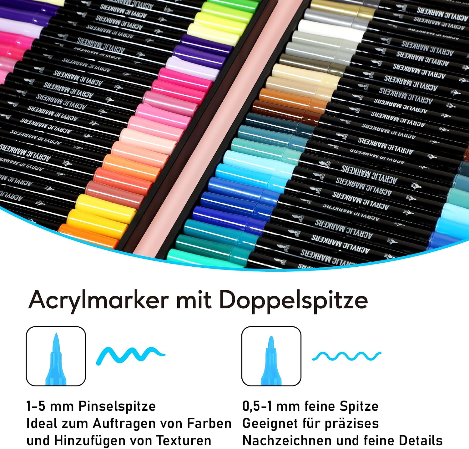 Acrylic Pens Acrylic Marker Set, 48 Colours Dual Tip with Thin & Thick Tip – Bild 2