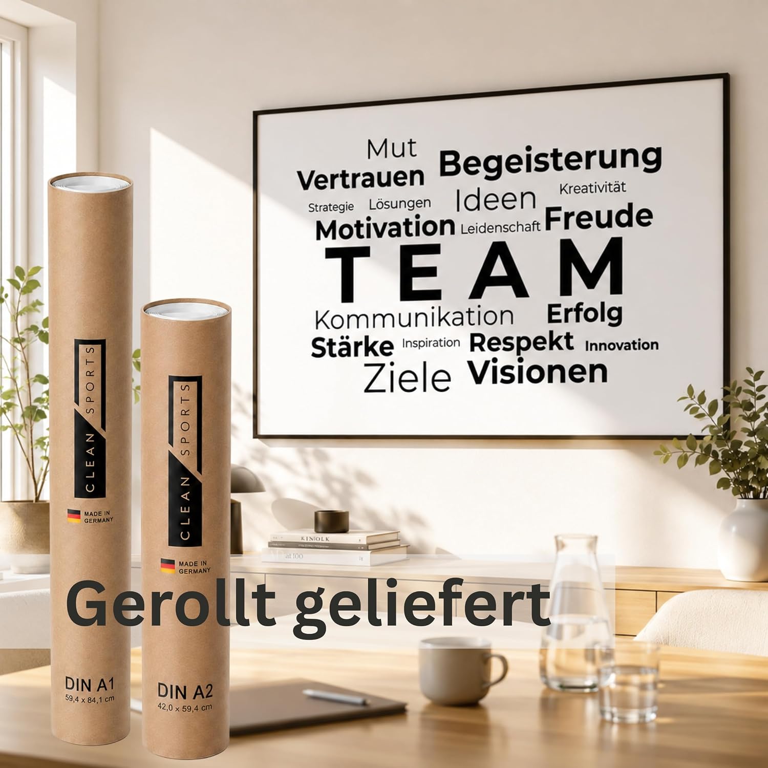 CLEAN SPORTS Team Poster DIN A2 - Team Picture & Motivational Poster Office Decoration - Teamwork Wall Picture Inspiration Gift Colleagues Study without Frame – Bild 4